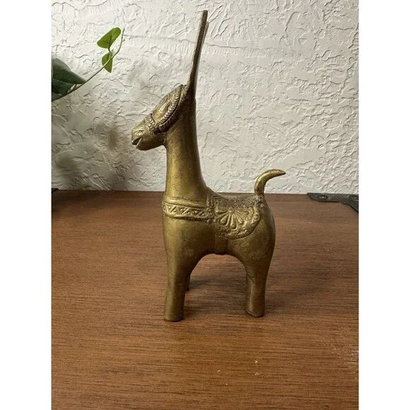 Vintage Brass Donkey Paperweight MCM Etched Details - Picture 3 of 9